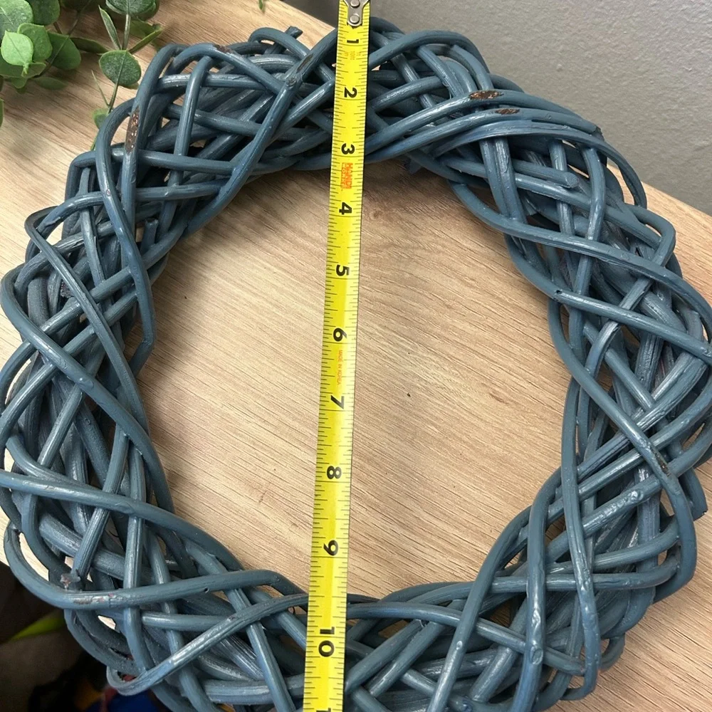 Blue Decorative Wicker Wreath - Home Holiday Accent